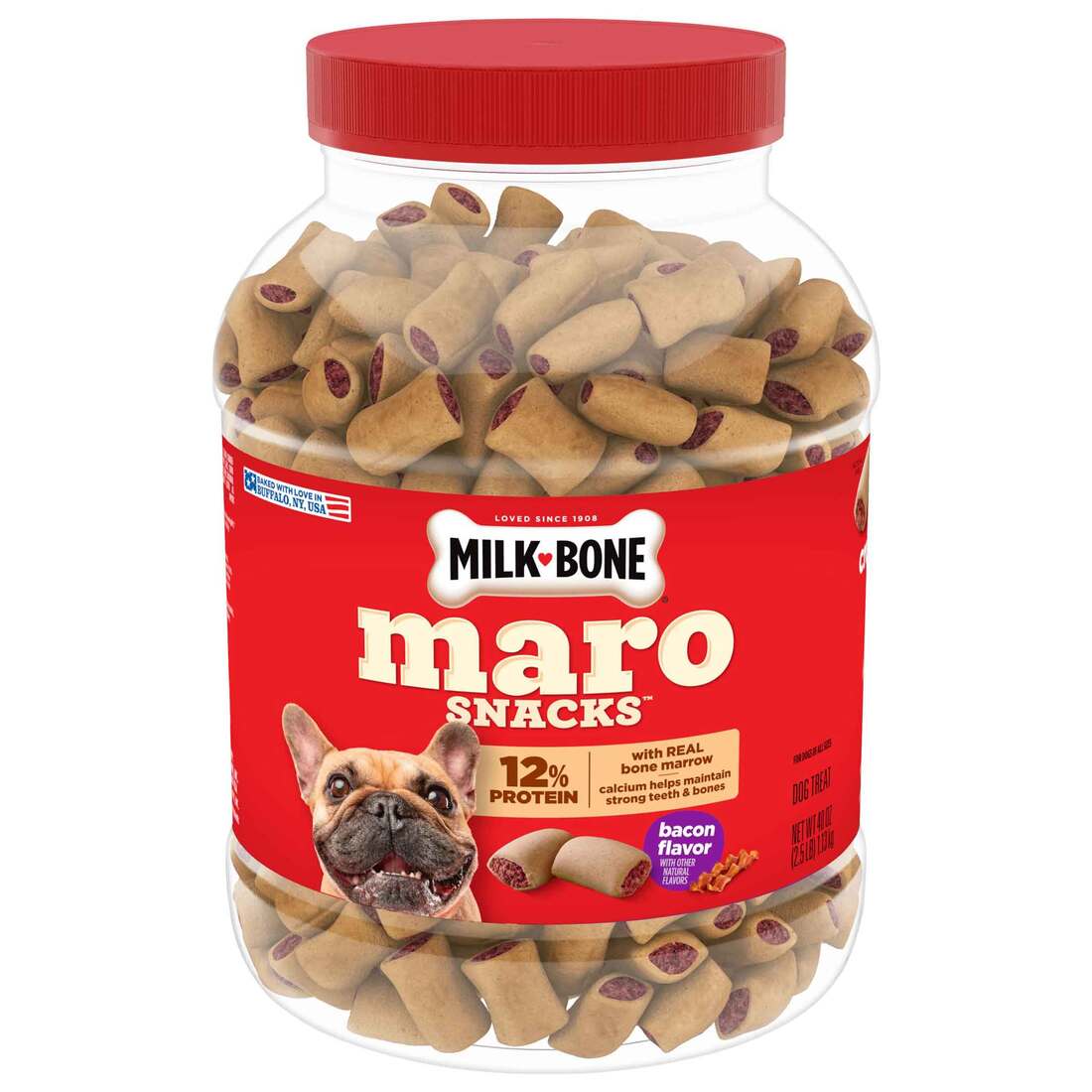 Milk-Bone MaroSnacks Bacon Flavor Small Dog Treats With Bone Marrow, 40 Ounces