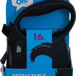 Play On Retractable Dog Leash, 16 Feet Long, Black
