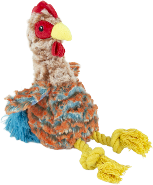 Play On Plush Chicken with Rope Legs Dog Toy