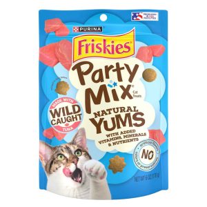 Purina Friskies Natural Cat Treats, Party Mix Natural Yums, Wild Tuna, 6 Ounce Pouch