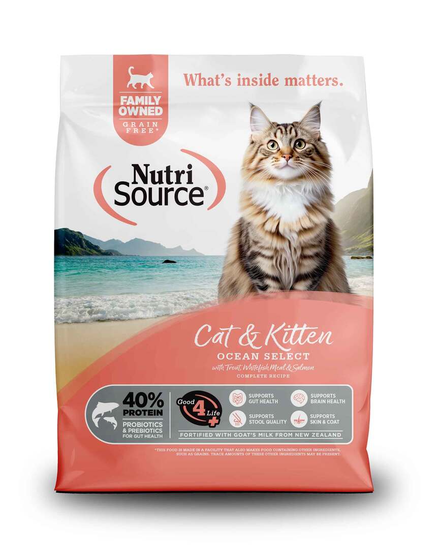 NutriSource Ocean Select Grain-Free Dry Cat/Kitten Food, Trout/Whitefish/Salmon, 12 Pounds