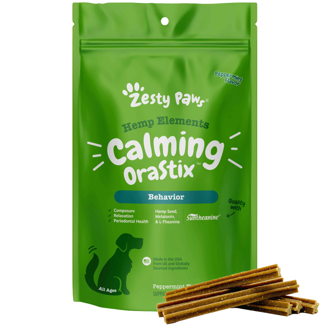 Zesty Paws Hemp Elements Orastix Calming Peppermint Dog Supplement, 12 Ounces