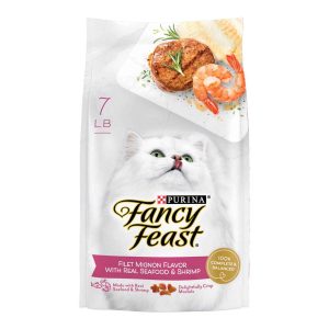 Purina Fancy Feast Dry Cat Food Filet Mignon Flavor With Seafood and Shrimp - 7 Pound Bag