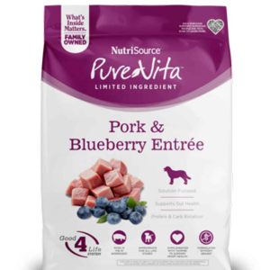 PureVita Grain‑Free Pork with Blueberry Dry Dog Food, 25 Pounds