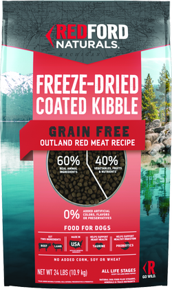Redford Naturals Grain Free Freeze-Dried Coated Kibble Dry Dog Food, Outland Red Meat Recipe