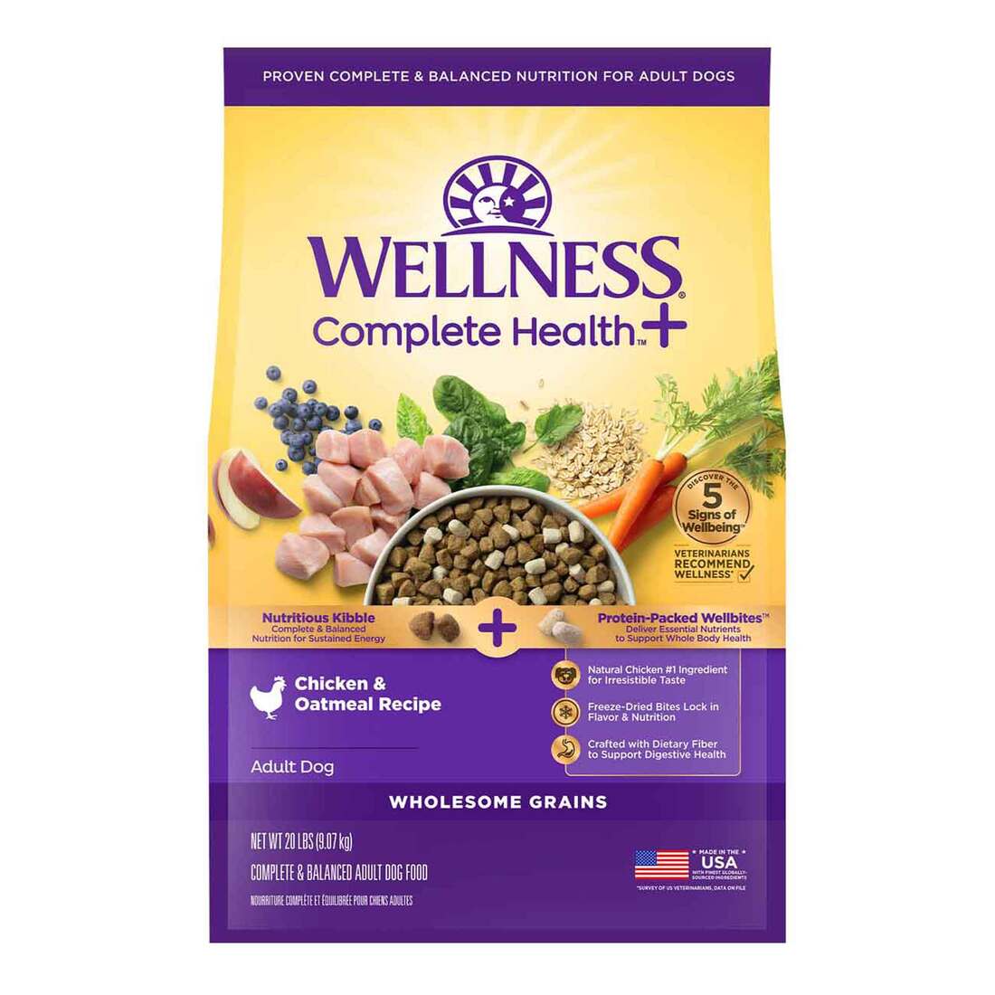 Wellness Complete Health+ Dry Dog Food, Chicken & Oatmeal Recipe