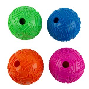 Play On Dog Toy, TPR Ball with Bones, Assorted, 1 Each