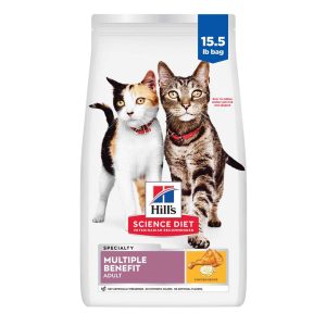 Hill's Science Diet Adult Multiple Benefit Chicken Recipe Dry Cat Food, 15.5 Pound Bag