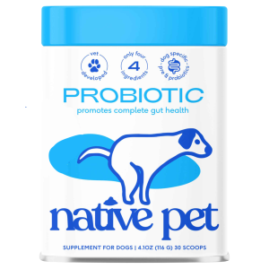 Native Pet Probiotic & Prebiotic Powder Dog Supplement for Gut & Digestive Health, 4.1 Ounces