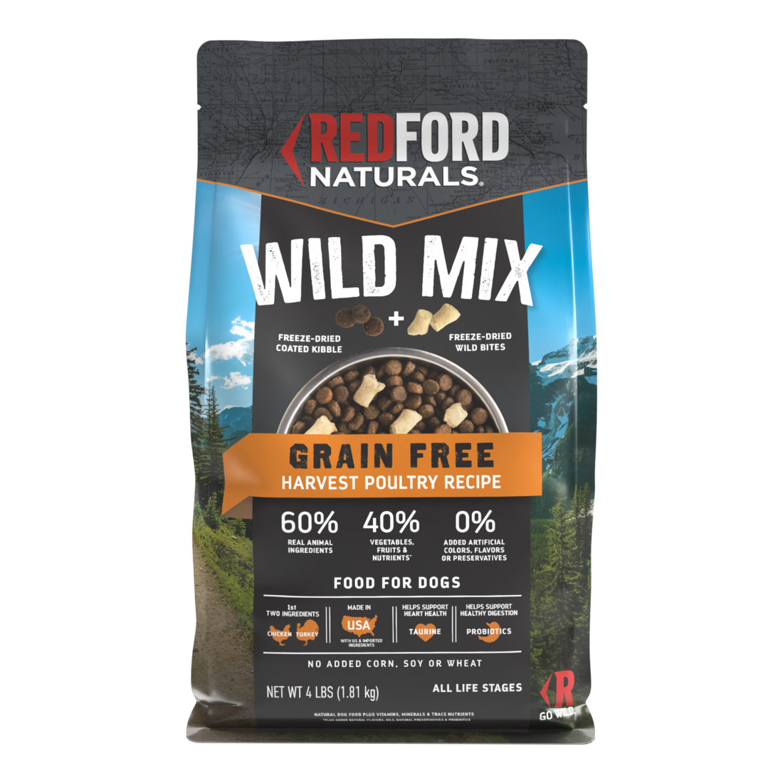 Redford Naturals Wild Mix Grain Free Dry Dog Food, Harvest Poultry Recipe