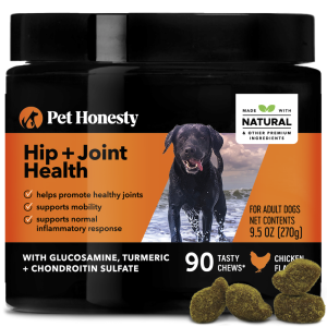 Pet Honesty Hip + Joint Health Supplement for Dogs, Chicken Flavor, 90 Chews