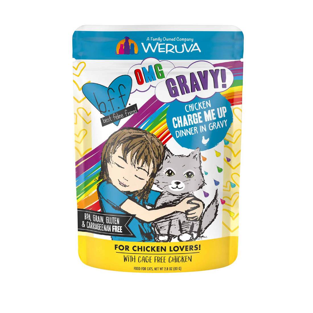 B.F.F. OMG - Best Feline Friend Oh My Gravy!, Charge Me Up Chicken Wet Cat Food, 3 Ounces