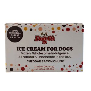 Dog-os Frozen Ice Cream Dog Treat, Cheddar Bacon Chunk, 12 Ounces, 4 Pack