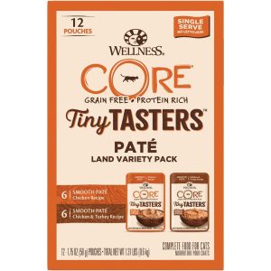Wellness CORE Natural Wet Cat Food, Tiney Tasters Land Variety Pack (12), 1.75 Ounces