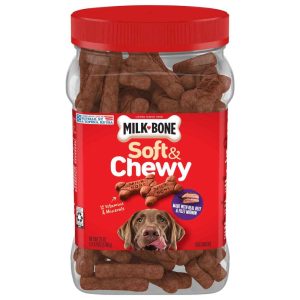 Milk-Bone Soft & Chewy Dog Treats, Real Beef & Filet Mignon, 25 Ounce Canister