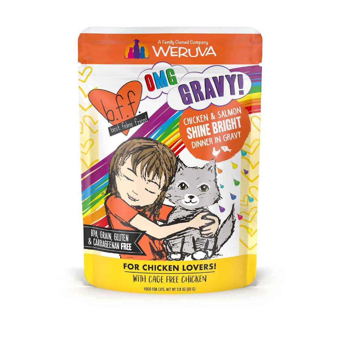 Weruva BFF OMG Natural Wet Cat Food, Chicken & Salmon Shine Bright, 3 Ounces