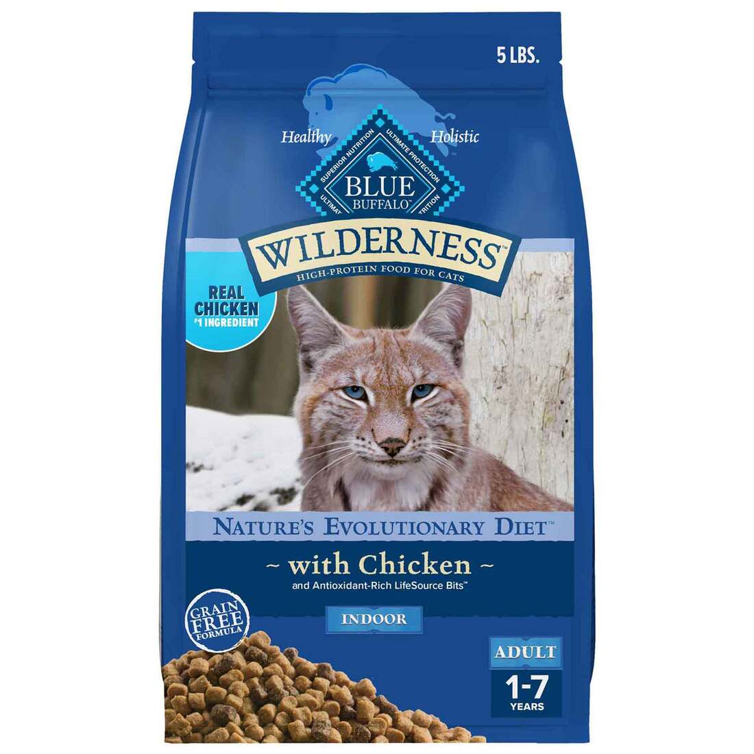 Blue Buffalo Wilderness Grain-Free Adult Natural Indoor Dry Cat Food, Chicken, 5 Pounds