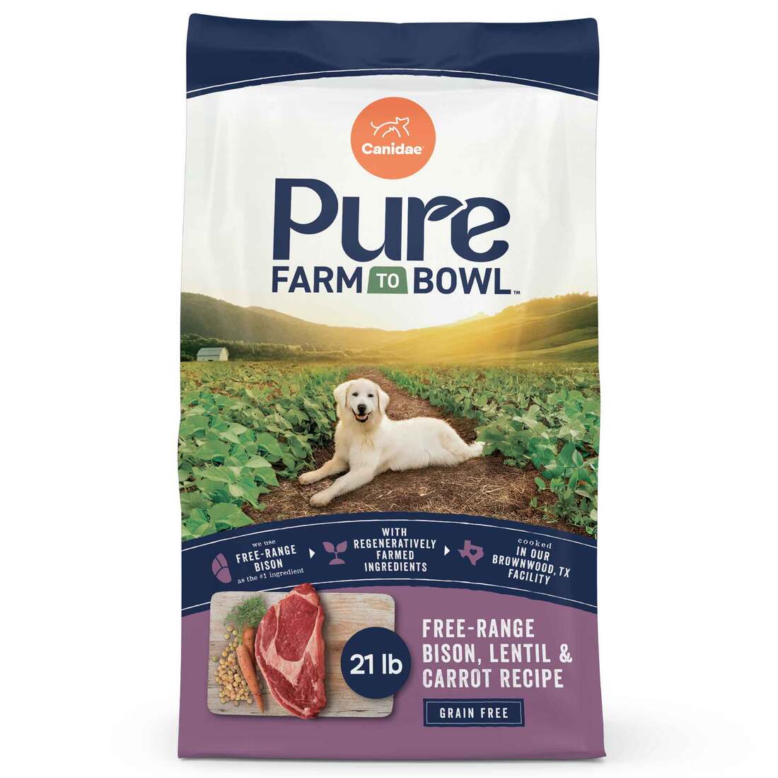 Canidae Pure Farm To Bowl Dry Dog Food, Free-Range Bison, Lentil & Carrot Recipe