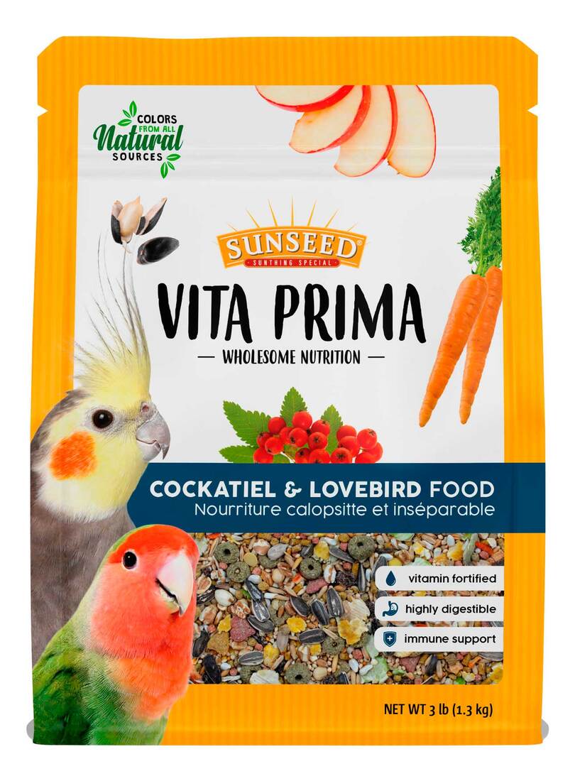 Sunseed Vita Prima Wholesome Nutrition Cockatiel and Lovebird Bird Food, 3 Pounds