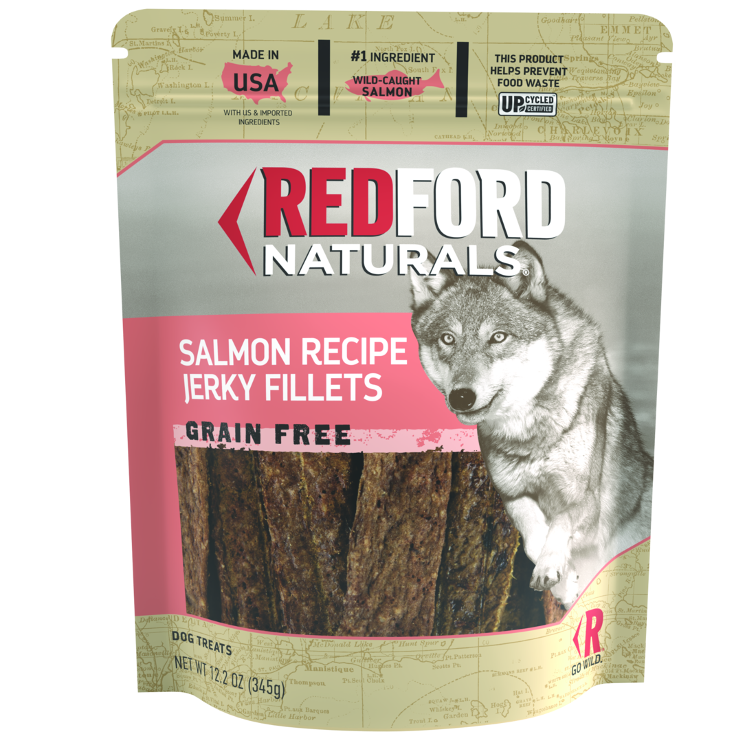 Redford Naturals Adult Grain Free Jerky Fillets Dog Treat, Salmon Recipe, 12 Ounces