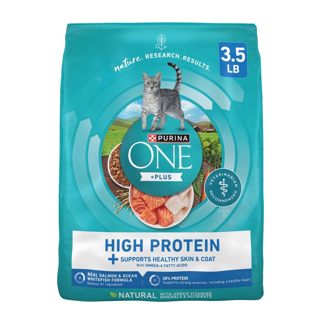 Purina ONE Plus High Protein Dry Cat Food, Salmon and Ocean Whitefish - 3.5 Pound Bag