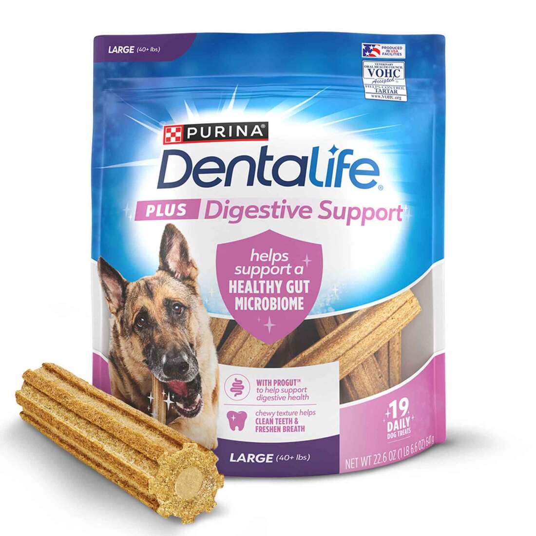 DentaLife Plus Digestive Support Dog Treats for Large Dogs, Chicken & Pumpkin Flavor, 22.6 Ounce, 19