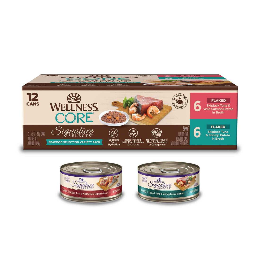 Wellness CORE Signature Selects Natural Grain Free Flaked Adult Wet Cat Food Variety Pack, 5.3 Ounce