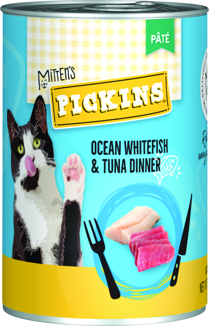 Mitten's Pickins Pat?? Ocean Whitefish & Tuna Dinner Wet Cat Food, 13 Ounces