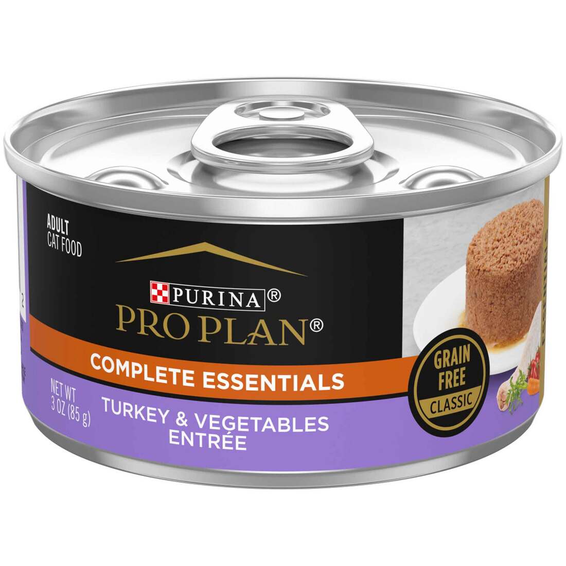 Purina Pro Plan COMPLETE ESSENTIALS Wet Cat Food, Grain Free Turkey & Vegetable Pate, 3 Ounces
