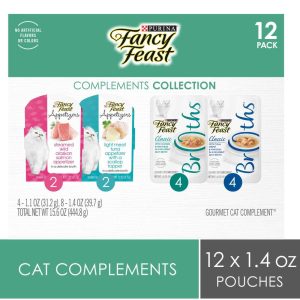 Purina Fancy Feast Lickable Appetizers and Broths Collection Grain Free Wet Cat Food Topper Variety