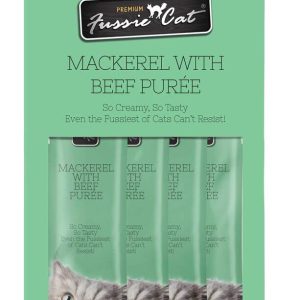 Fussie Cat Mackerel with Beef Puree Wet Cat Food, 2 Ounces