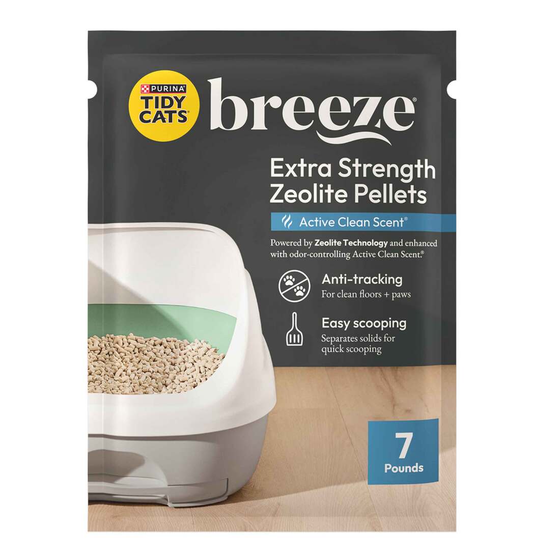Purina Tidy Cats Breeze 99.9% Dust Free, Multi Cat Zeolite Pellet Cat Litter Refill, Active Clean Sc