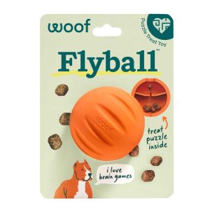 Woof Flyball Puzzle Dog Toy, Orange
