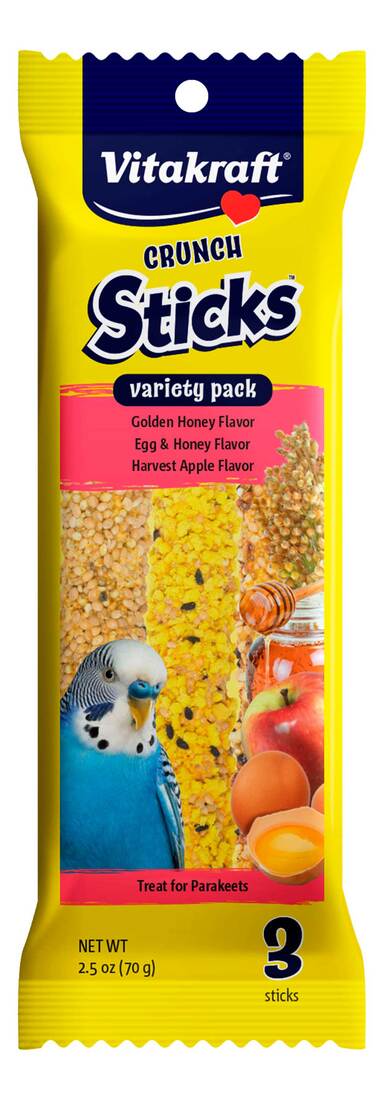 Vitakraft Crunch Sticks Parakeet Hone, Egg, Apple, 2.5 Ounces, 3 Pack