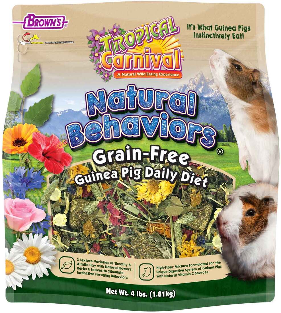 Brown's Tropical Carnival Natural Behaviors Small Animal Guinea Pig Food, 4 Pounds