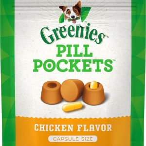 GREENIES PILL POCKETS Capsule Size Natural Dog Treats with Chicken Flavor, 7.9 Ounce Pack (30 Treats