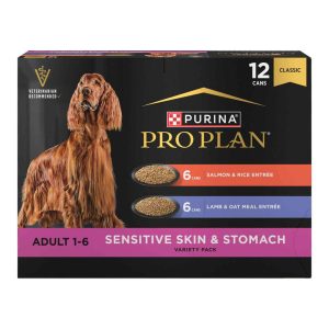 Purina Pro Plan Sensitive Skin and Stomach Wet Dog Food Variety Pack, Salmon and Rice, Lamb and Oat