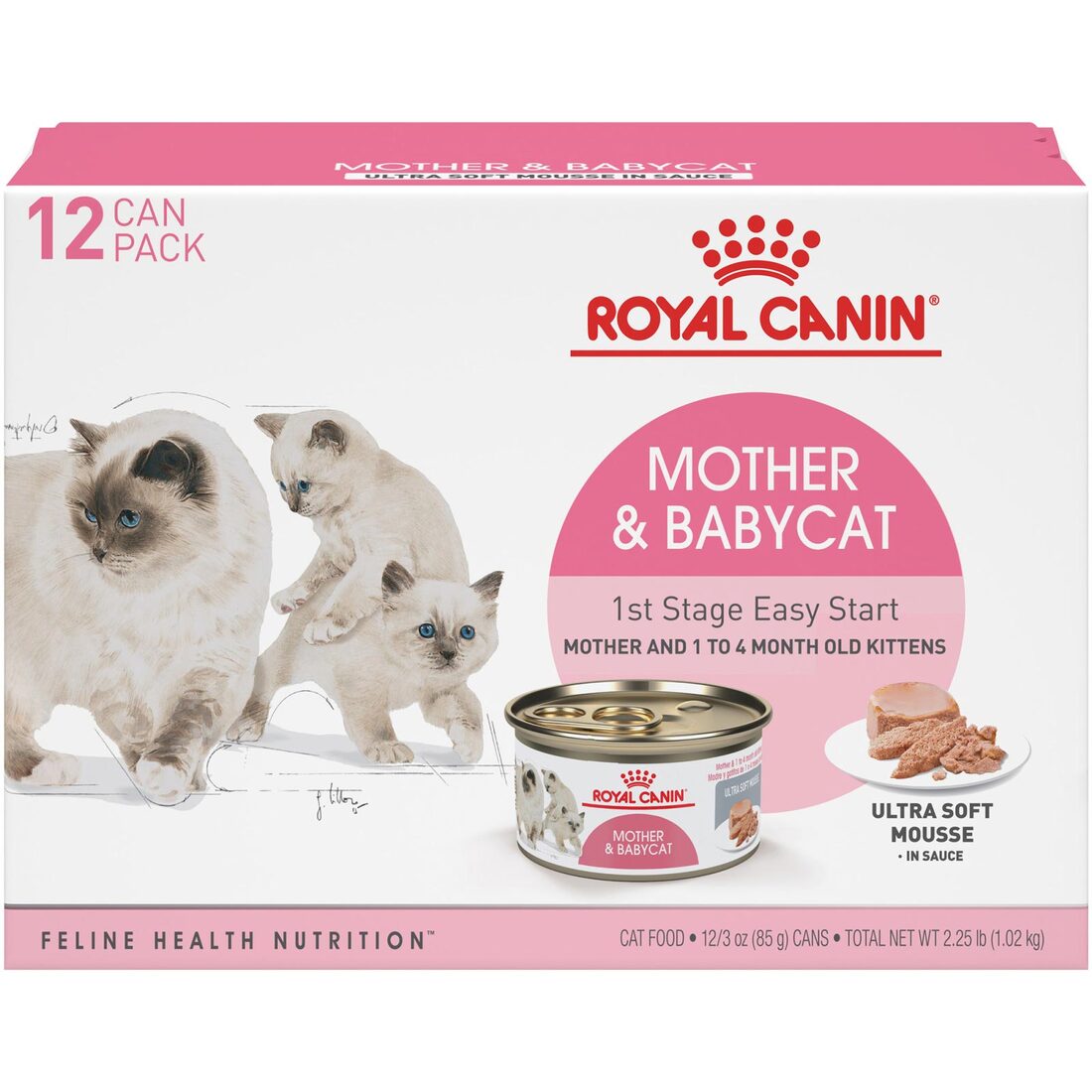 Royal Canin? Feline Care Nutrition? Wet Cat Food, Mother & Babycat Ultra Soft Mousse in Sauce, 36 Ou