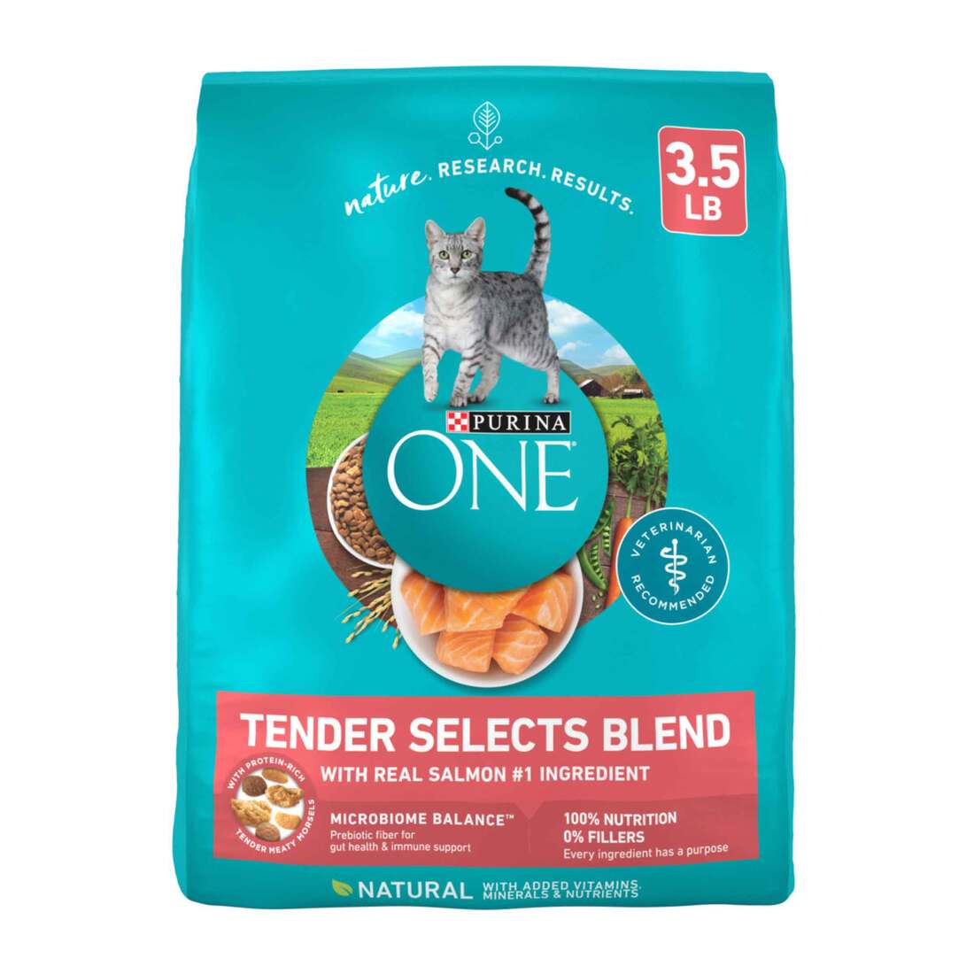 Purina ONE Natural Dry Cat Food, Tender Selects Blend With Real Salmon - 3.5 Pound Bag
