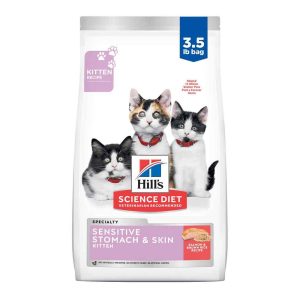Hill's Science Diet Kitten Dry Cat Food Sensitive Skin and Stomach, Salmon and Brown Rice, 3.5 Pound