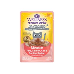Wellness Appetizing Entrées Age Advantage Mousse Grain Free Wet Cat Food, Tuna, Salmon, Cod & Sardin