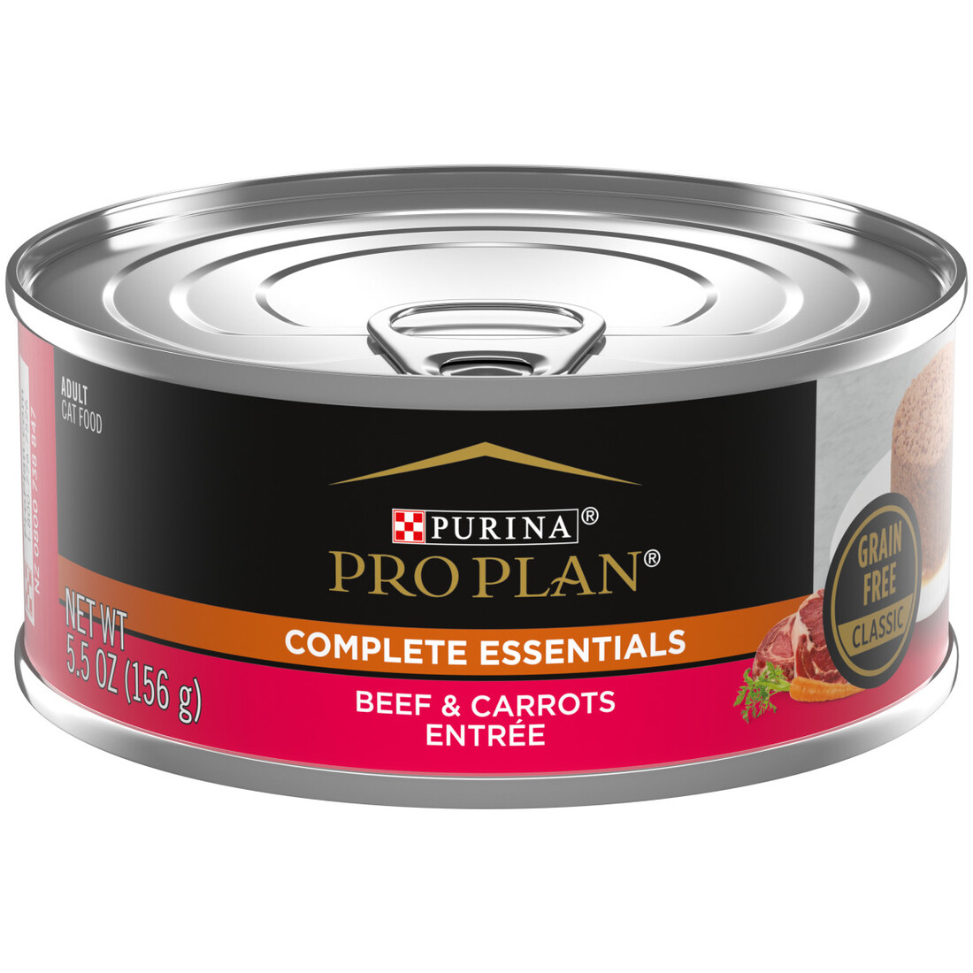 Purina Pro Plan COMPLETE ESSENTIALS Grain Free Pate Wet Cat Food, Beef & Carrots Entree - 5.5 Ounce