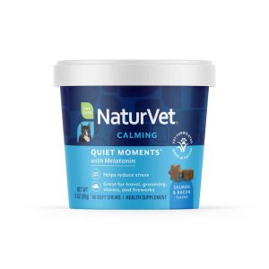 NaturVet Quiet Moments Calming Supplement for Cats, Salmon and Bacon Flavor, 60 Count