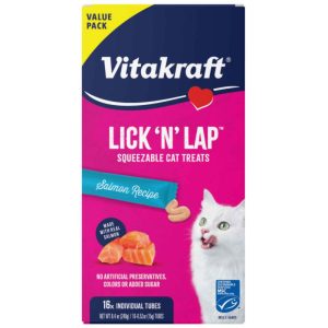 Vitakraft Lick N Lap Creamy Salmon Cat Treat 16 Count, 8.44 Ounces