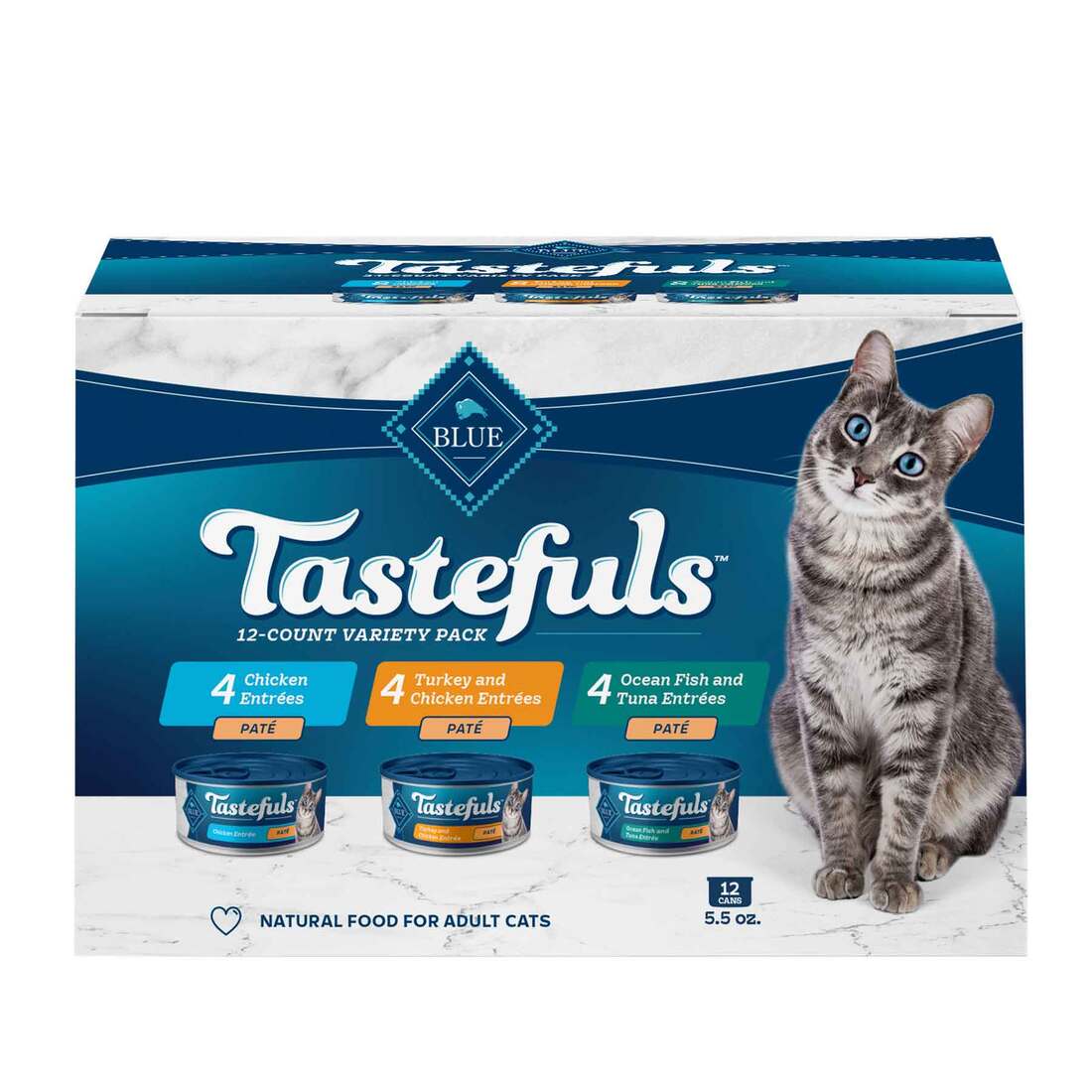 Blue Buffalo Tastefuls Pat?? Wet Cat Food Variety Pack, Chicken, Turkey & Chicken, Ocean Fish & Tuna