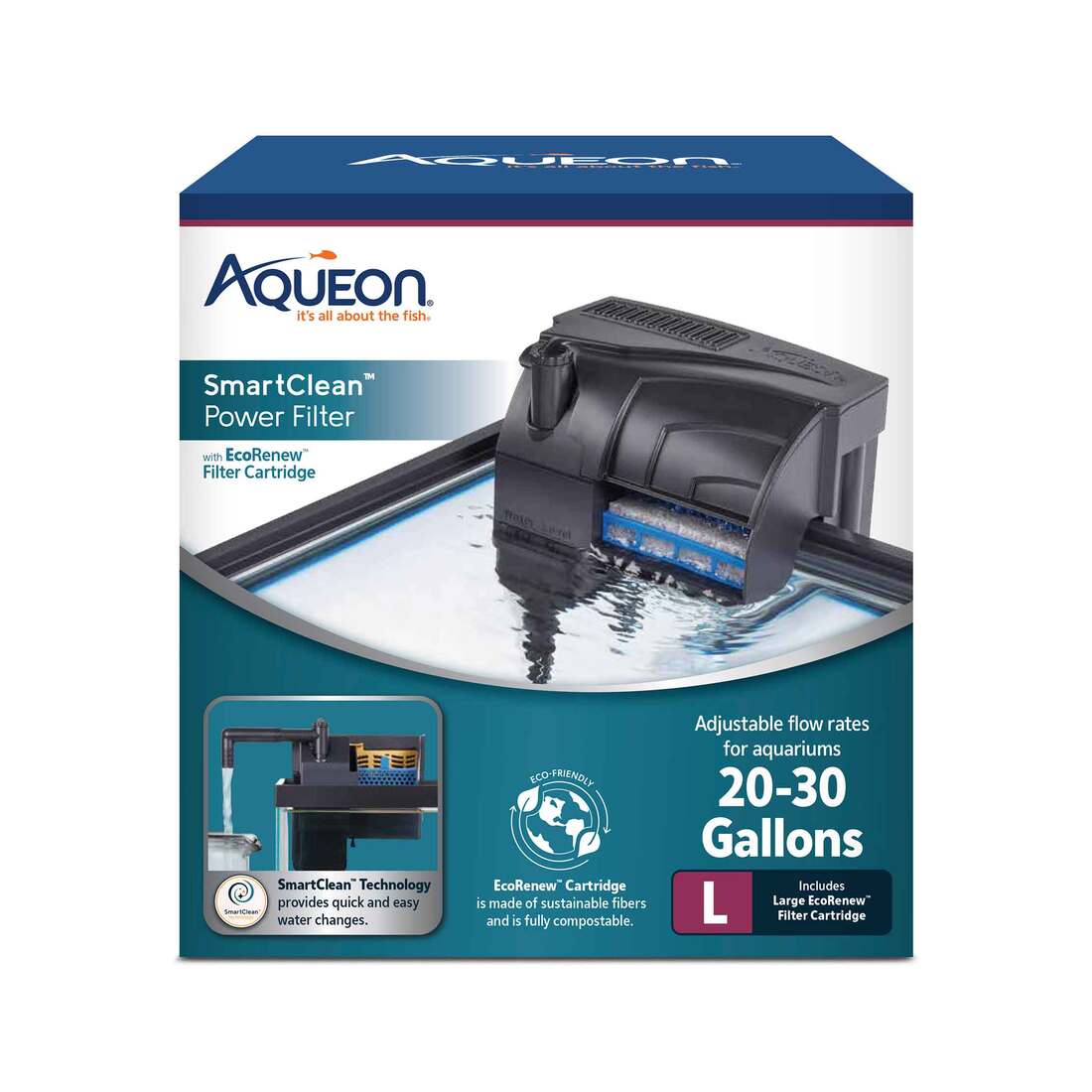 Aqueon SmartClean Power Filter with EcoRenew Filter Cartridge - Image 2