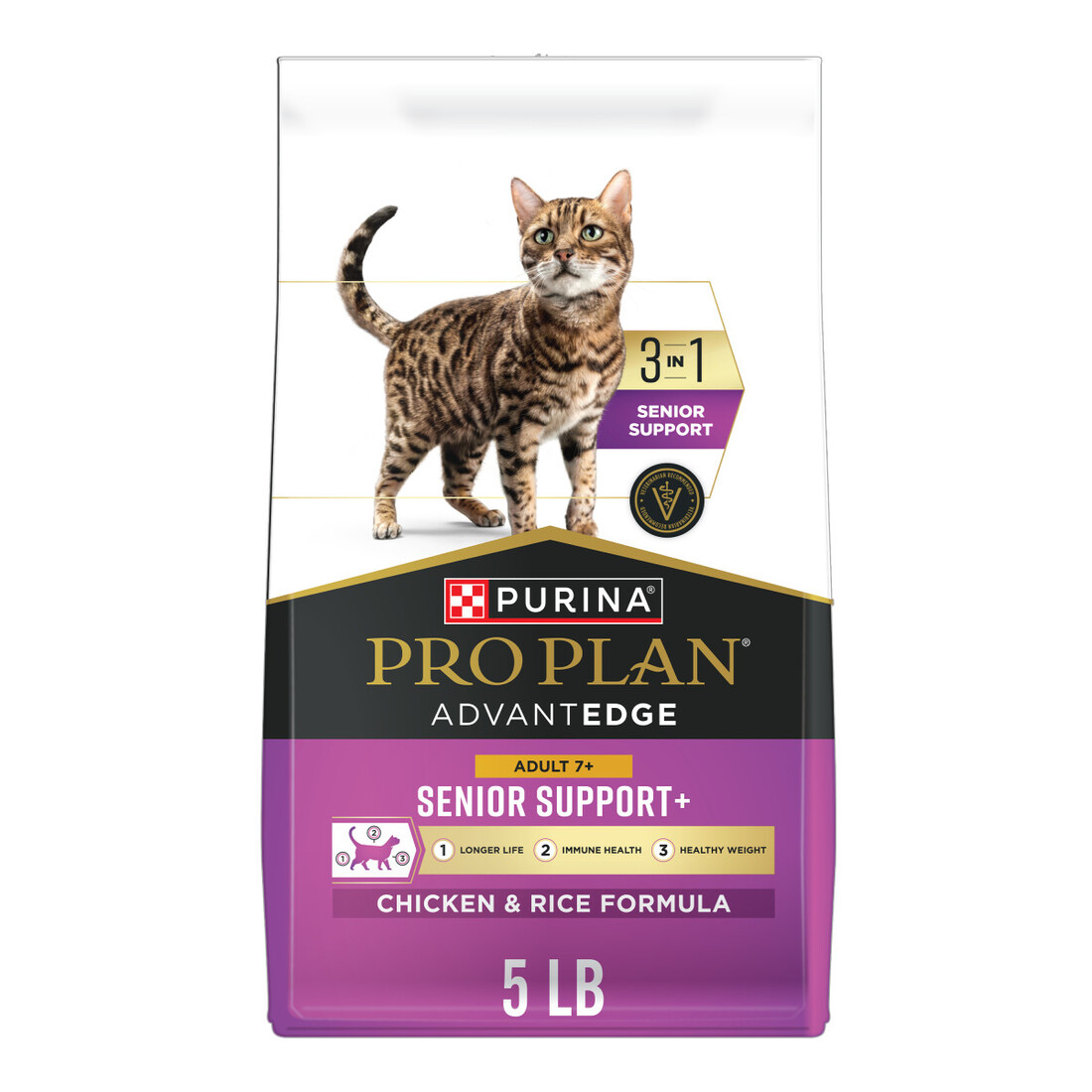 Purina Pro Plan AdvantEDGE Senior Support Plus Chicken and Rice Formula Dry Cat Food - 5 Pound Bag