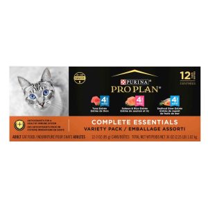 Purina Pro Plan High Protein Wet Cat Food Variety Pack, Complete Essentials Seafood Favorites - (12)