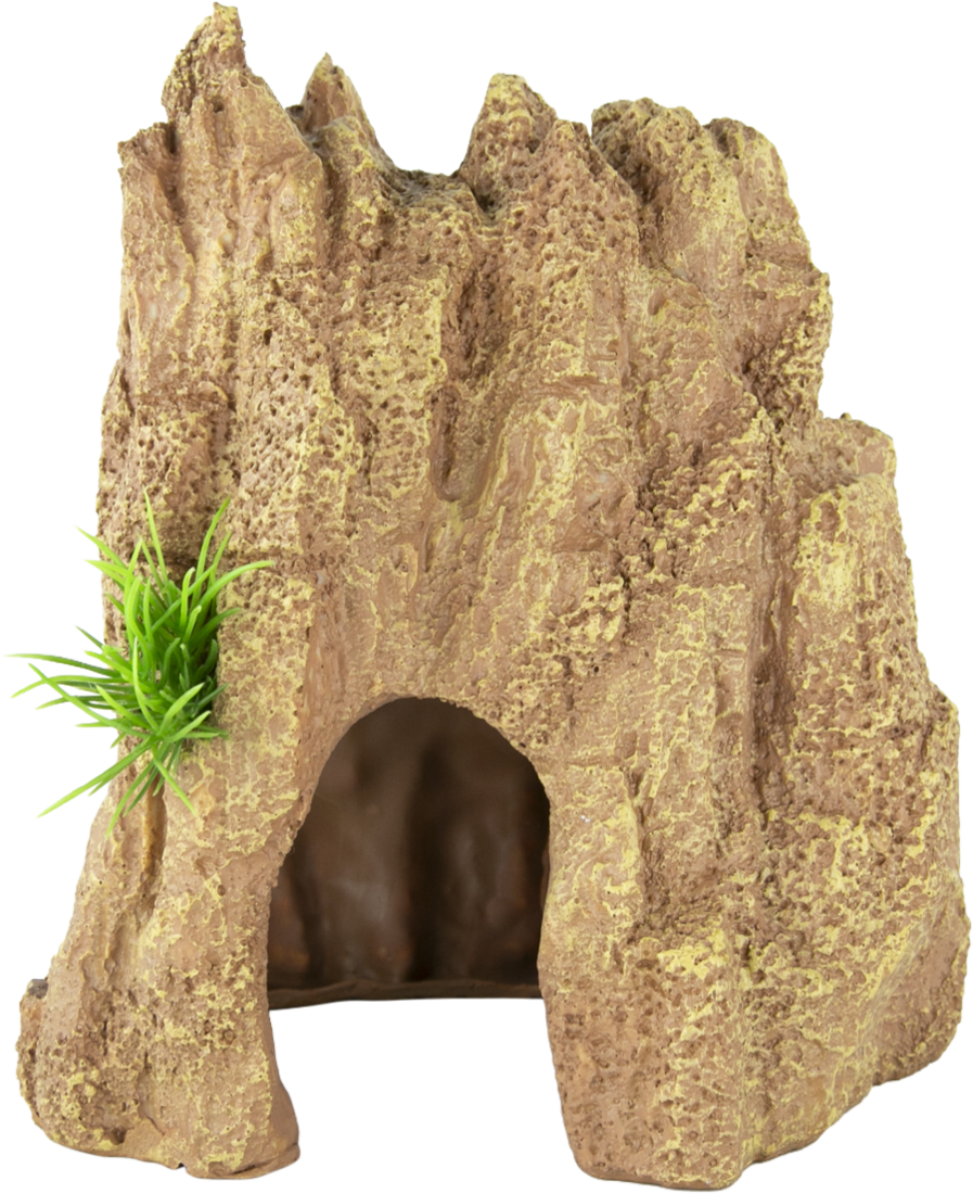 Fins First Aquarium Décor, Rock Hide with Plants - Image 3