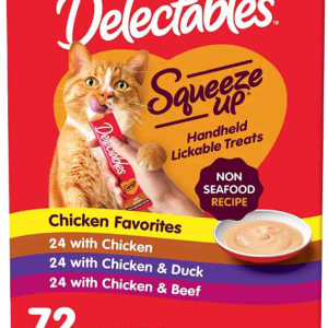 Hartz Delectables Squeeze Up Wet Cat Treat, Chicken Favorites Variety Pack, 72 Count, 36 Ounces